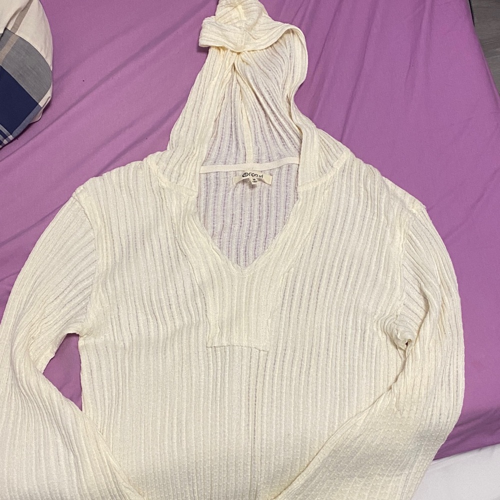 Rip Curl Cream V-Neck Ribbed Sweater